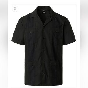 Cubavera Men's Black Casual Button Down Shirt